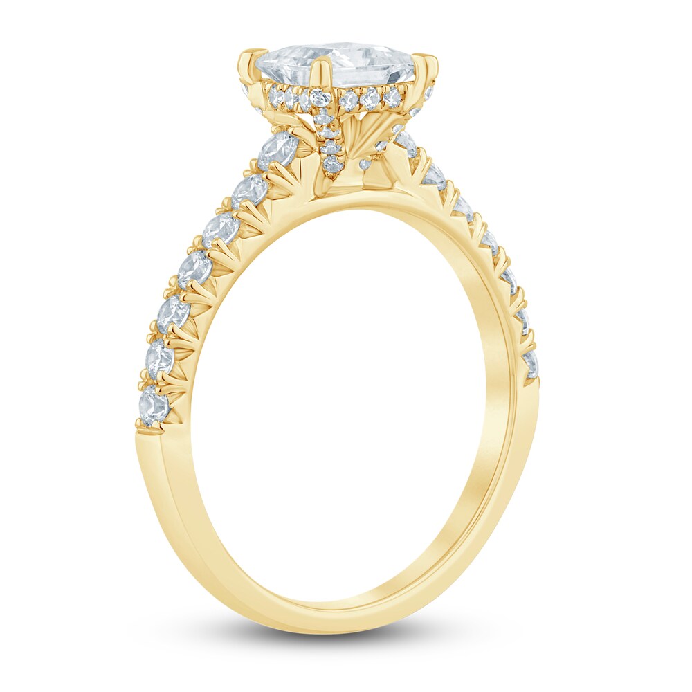 Diamond Hidden Halo Engagement Ring 1-1/2 ct tw Princess/Round 14K Yellow Gold 4NSZ205t