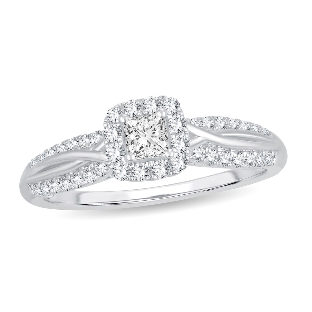 Diamond Ring 1/2 ct tw Princess 14K White Gold 4TAwPB97 [4TAwPB97]