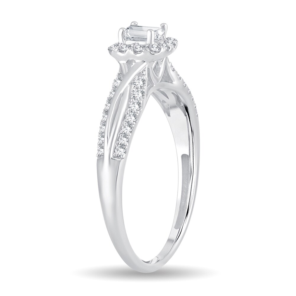 Diamond Ring 1/2 ct tw Princess 14K White Gold 4TAwPB97