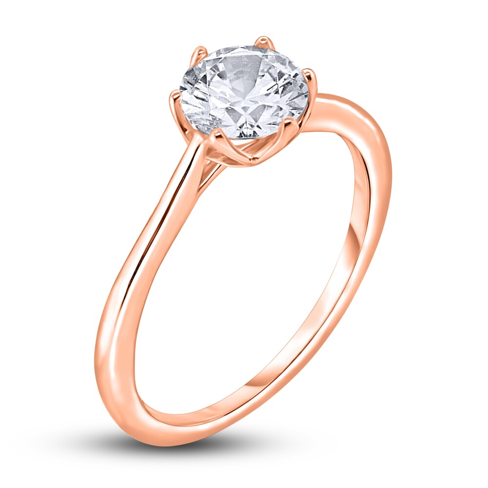 Diamond Cathedral Solitaire Engagement Ring 3/4 ct tw Round 14K Rose Gold (I2/I) 4cmIXDTp