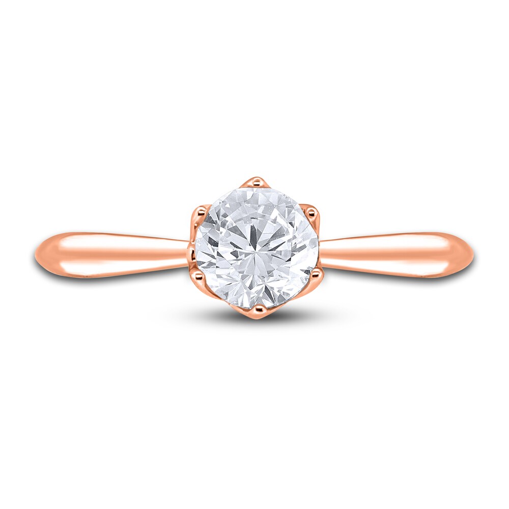 Diamond Cathedral Solitaire Engagement Ring 3/4 ct tw Round 14K Rose Gold (I2/I) 4cmIXDTp