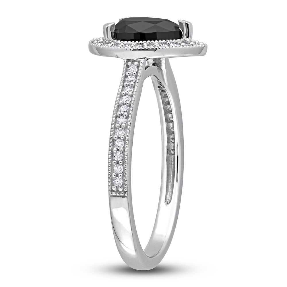 Black & White Diamond Halo Engagement Ring 1-1/4 ct tw Pear/Round 14K White Gold 4dCAqNEE