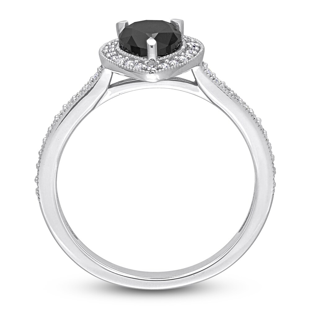 Black & White Diamond Halo Engagement Ring 1-1/4 ct tw Pear/Round 14K White Gold 4dCAqNEE