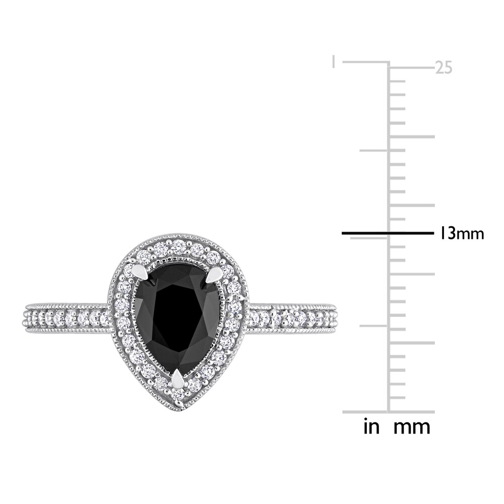 Black & White Diamond Halo Engagement Ring 1-1/4 ct tw Pear/Round 14K White Gold 4dCAqNEE