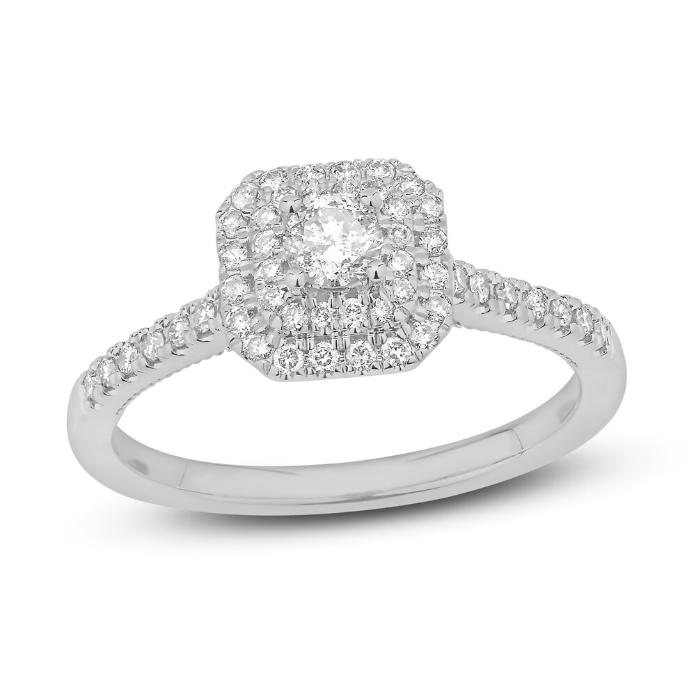 Diamond Ring 1/2 ct tw Round 14K White Gold 4xe8Lv4J