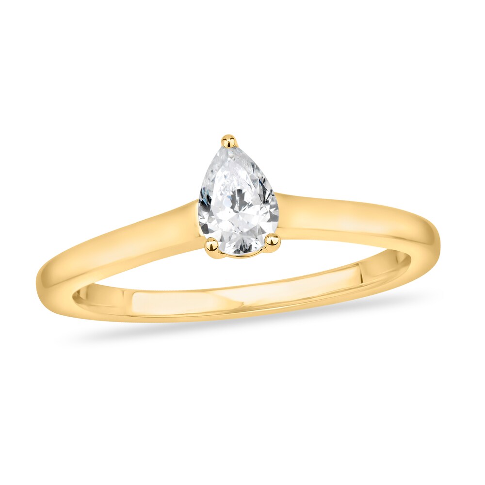 Diamond Solitaire Engagement Ring 3/4 ct tw Pear-shaped 14K Yellow Gold (I2/I) 51DJmczg [51DJmczg]