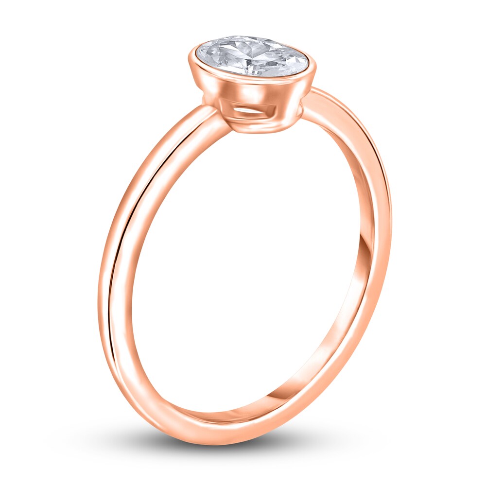 Diamond Solitaire Engagement Ring 3/4 ct tw Bezel-Set Oval 14K Rose Gold (I2/I) 5BZYKIoj