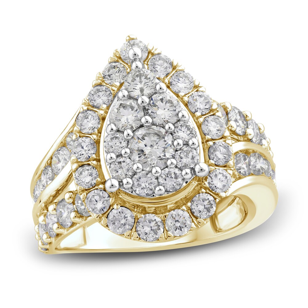 Diamond Pear Engagement Ring 3 ct tw Round 14K Yellow Gold 5DD9KC0Y