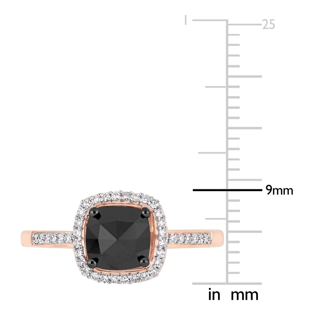 Black & White Diamond Halo Engagement Ring 1 ct tw Round 14K Rose Gold 5FvOrV3R