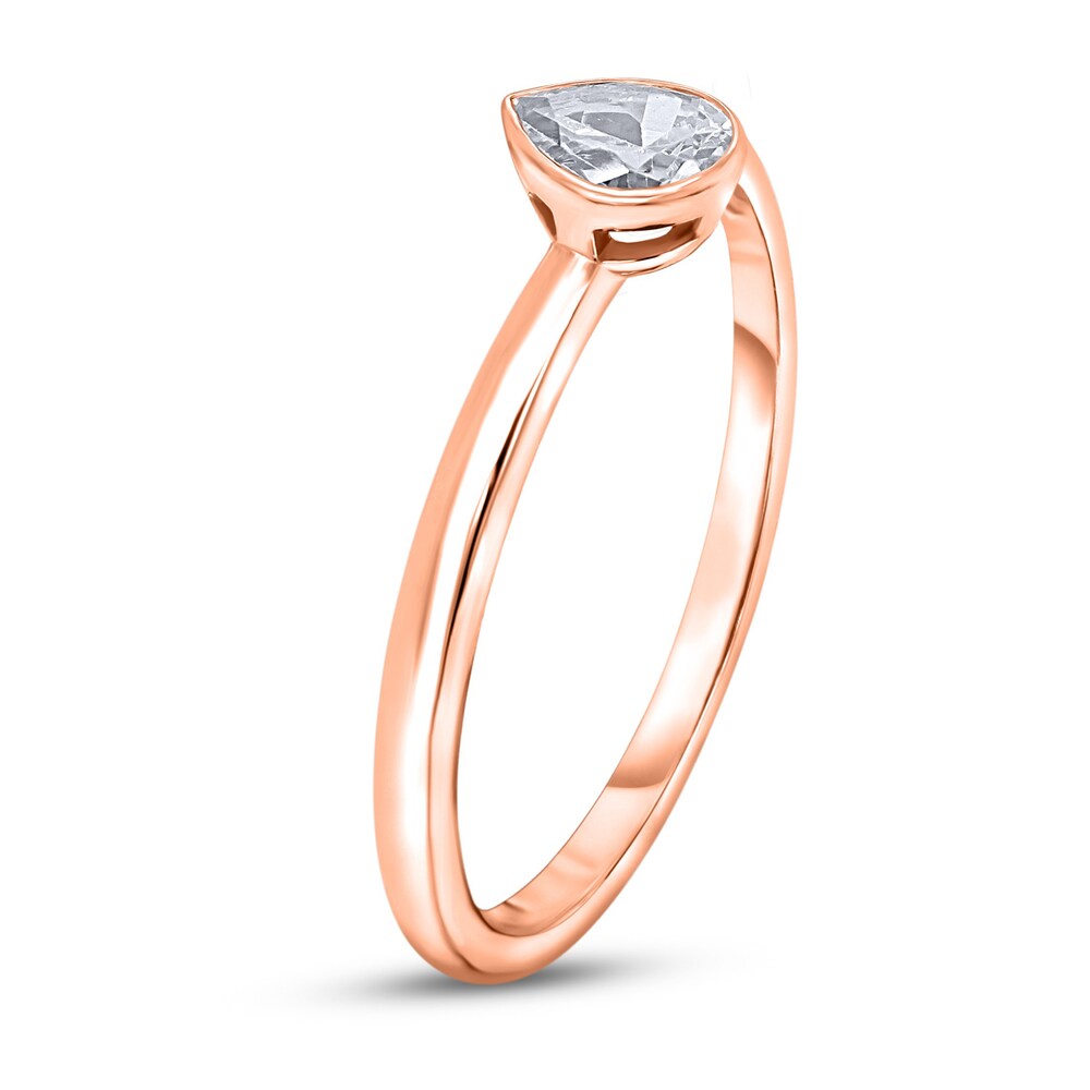 Diamond Solitaire Engagement Ring 1/2 ct tw Bezel-Set Pear-cut 14K Rose Gold (I2/I) 5QUXDAMo