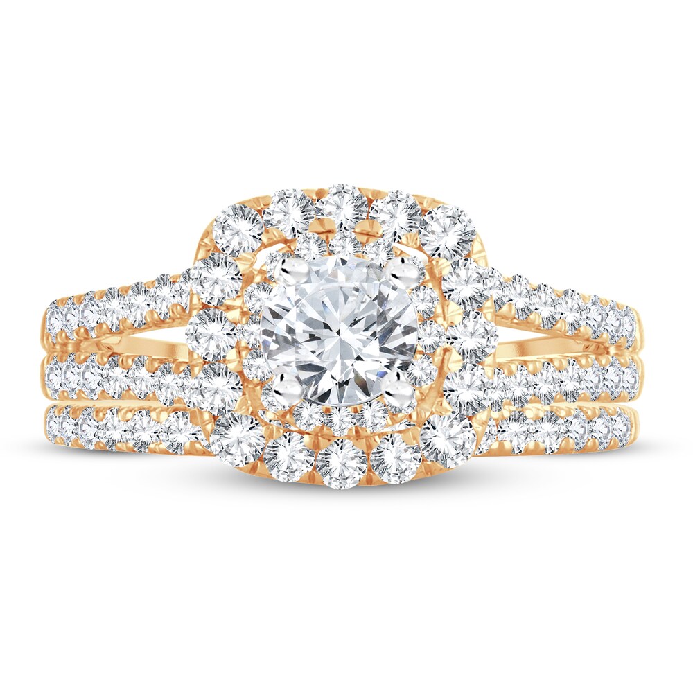 Diamond Bridal Set 1-1/2 ct tw Round-cut 14K Yellow Gold 5Z8sRQjH