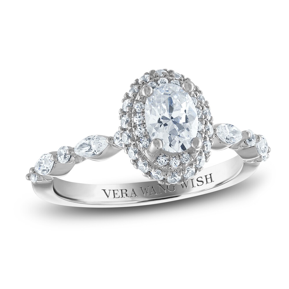 Vera Wang WISH Diamond Engagement Ring 1 ct tw Oval/Round 14K White Gold 5Z9QXfZK [5Z9QXfZK]