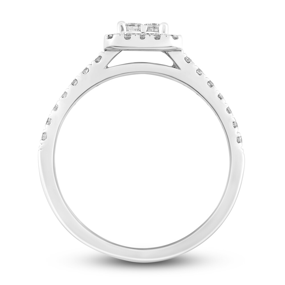 Diamond Engagement Ring 1/2 ct tw Princess/Round 14K White Gold 5nI8YAXn