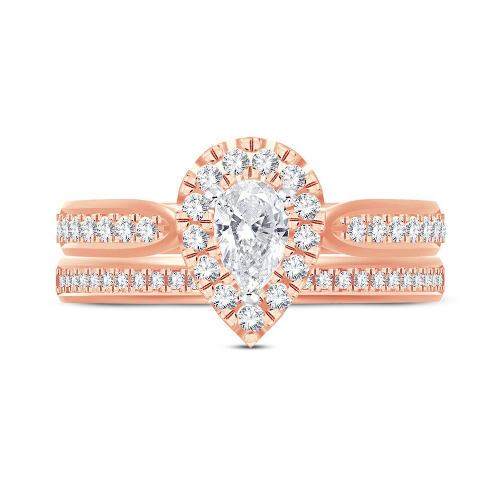 Diamond Bridal Set 7/8 ct tw Pear-shaped/Round-cut 14K Rose Gold 5nMdO3wm