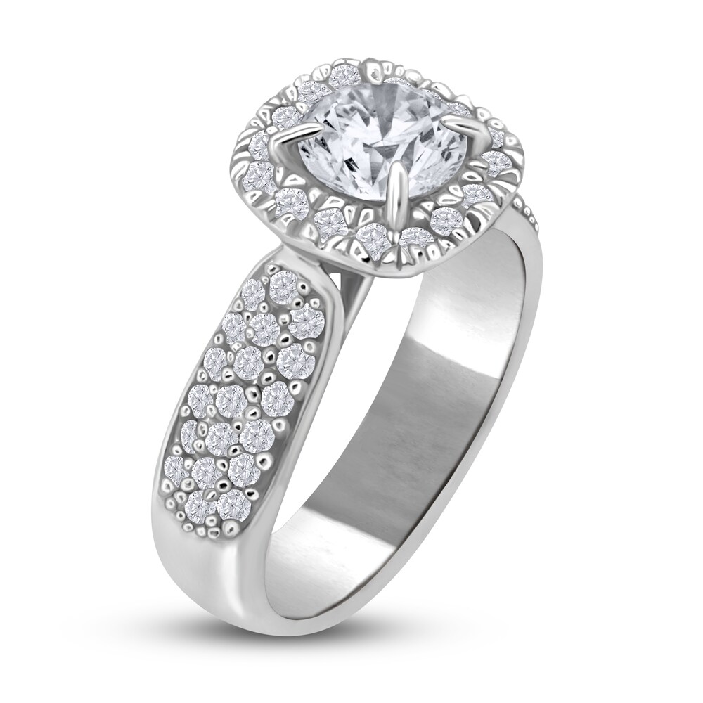 Diamond Halo Engagement Ring 1-5/8 ct tw Round 14K White Gold 5tMPFcQA