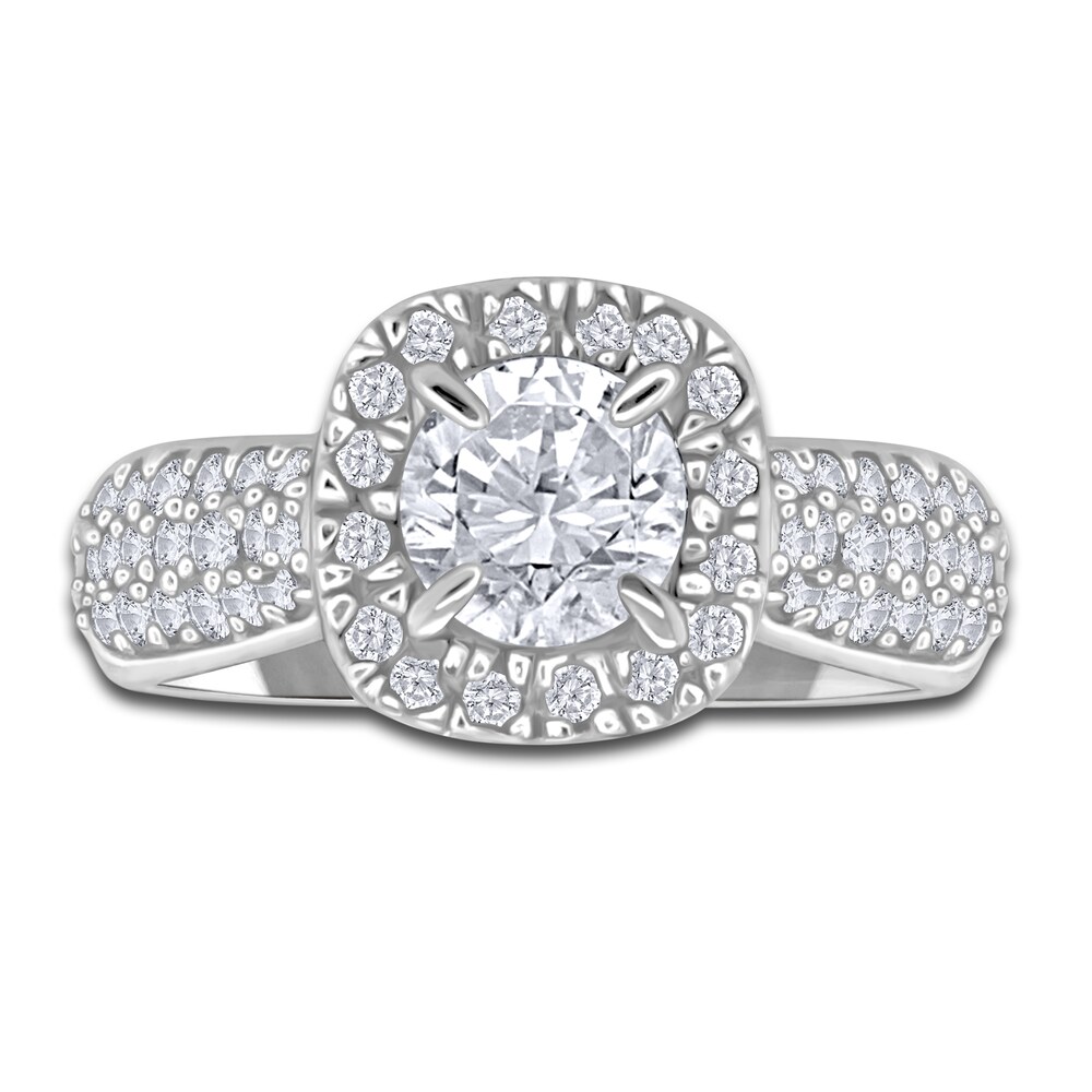 Diamond Halo Engagement Ring 1-5/8 ct tw Round 14K White Gold 5tMPFcQA