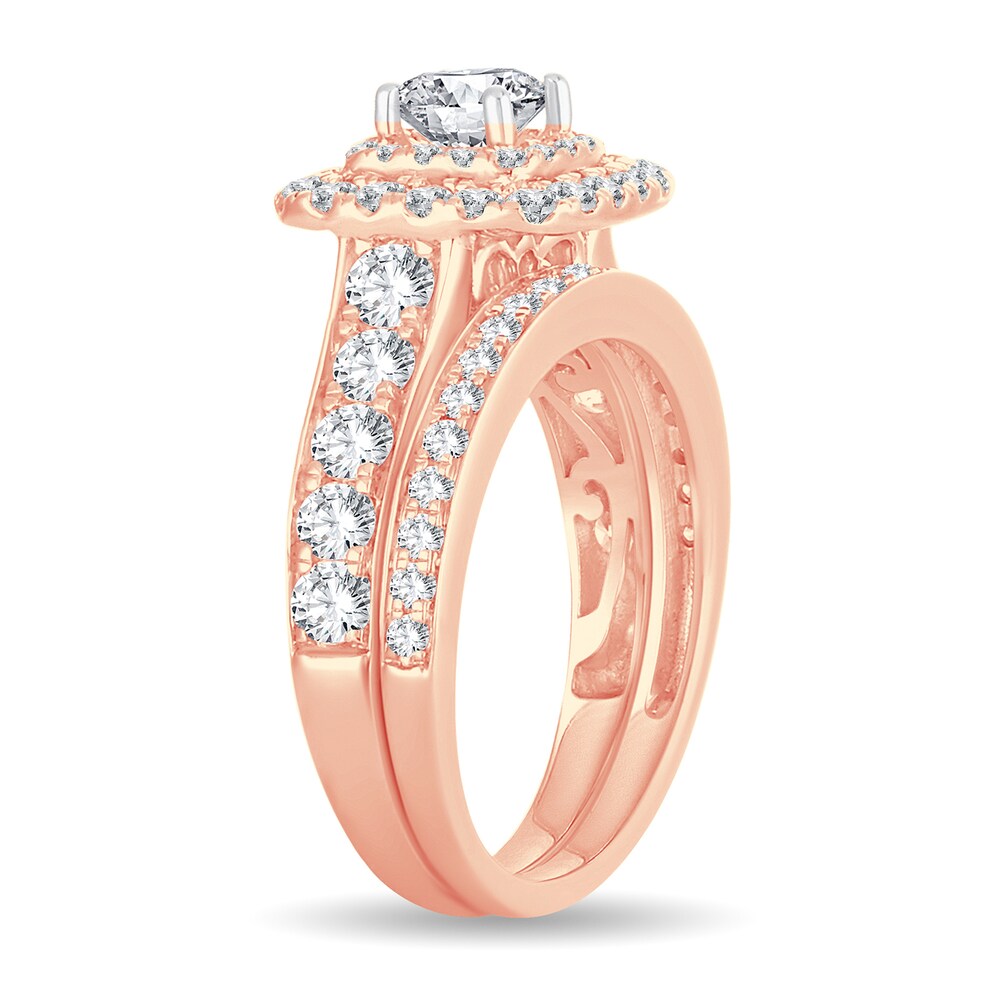 Diamond Bridal Set 2 ct tw Princess 14K Rose Gold 65R9FfKj