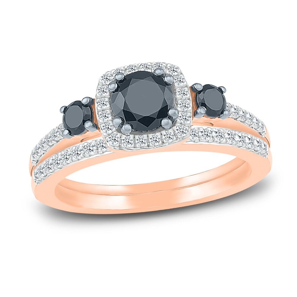 Black Diamond Bridal Set 1 ct tw Round 10K Rose Gold 67YcGezC