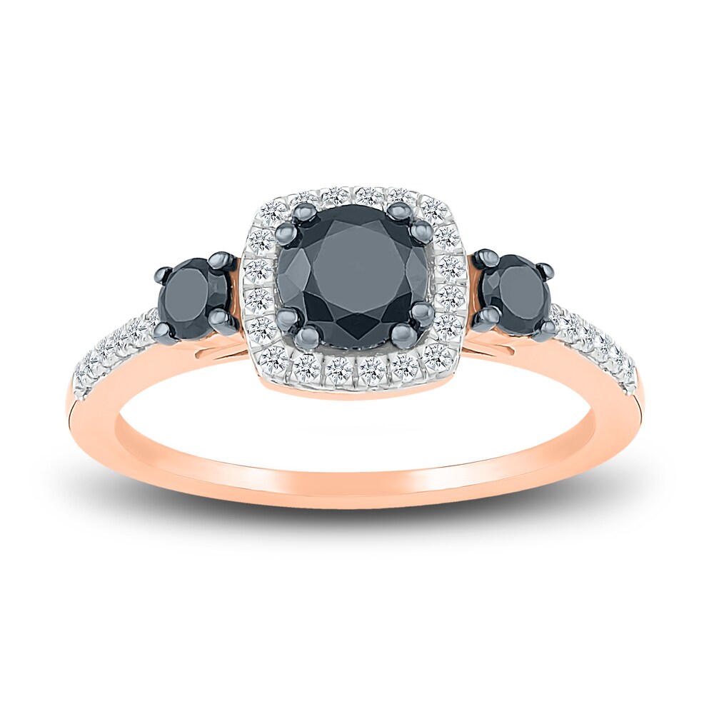 Black Diamond Bridal Set 1 ct tw Round 10K Rose Gold 67YcGezC