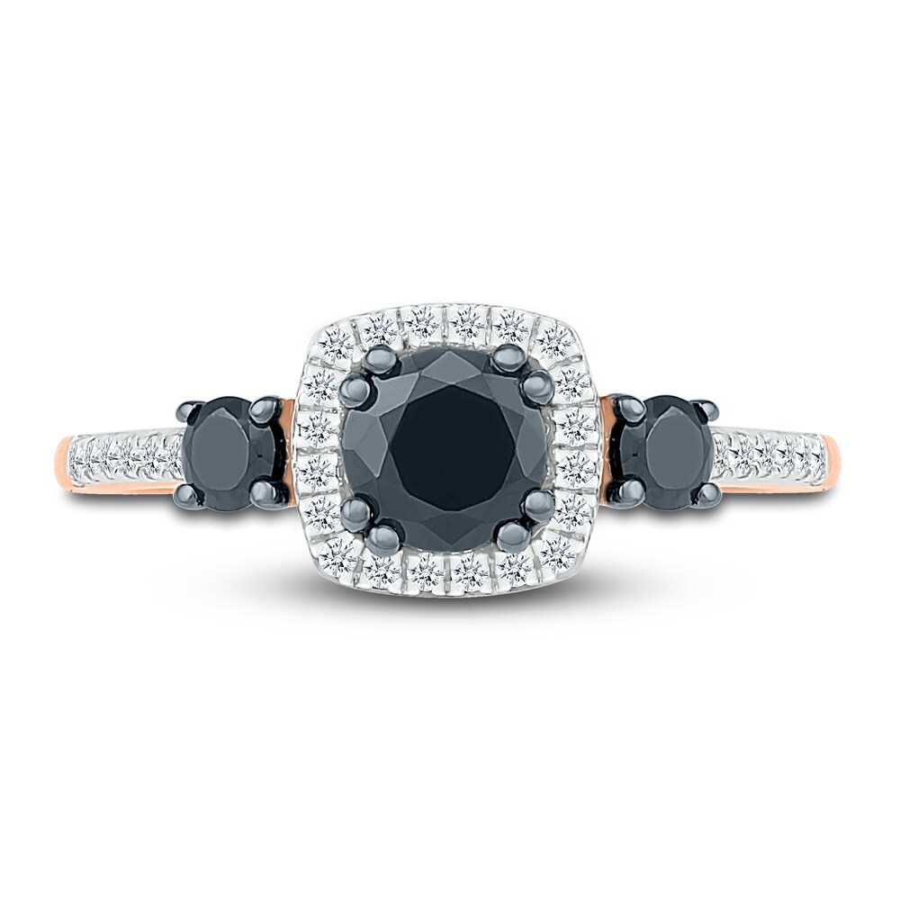 Black Diamond Bridal Set 1 ct tw Round 10K Rose Gold 67YcGezC