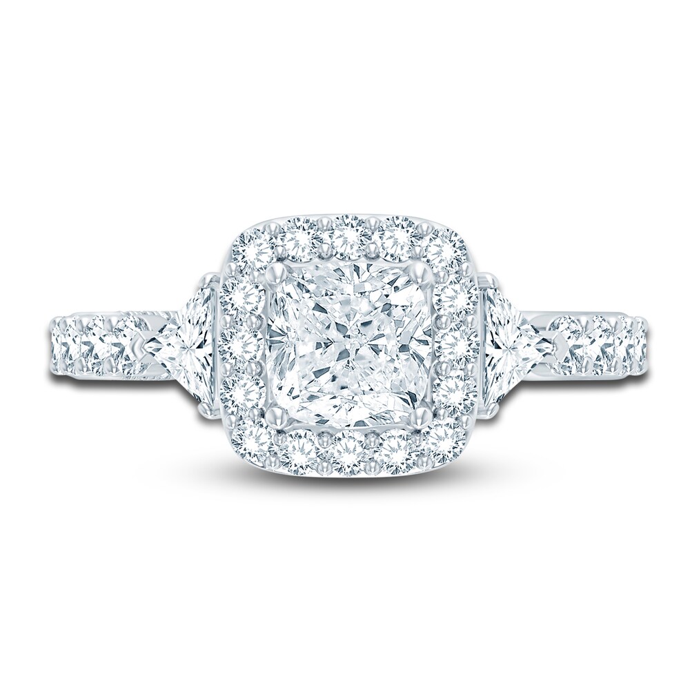 Pnina Tornai Lab-Created Diamond Engagement Ring 2-7/8 ct tw Cushion/Trillion/ Round 14K White Gold 68bHv26N