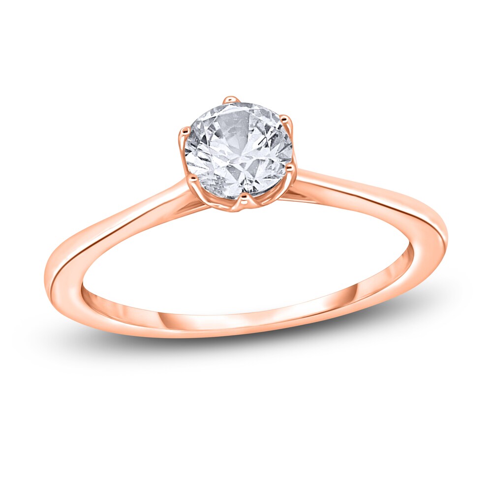 Diamond Cathedral Solitaire Engagement Ring 1/2 ct tw Round 14K Rose Gold (I2/I) 6NrJXXLV [6NrJXXLV]