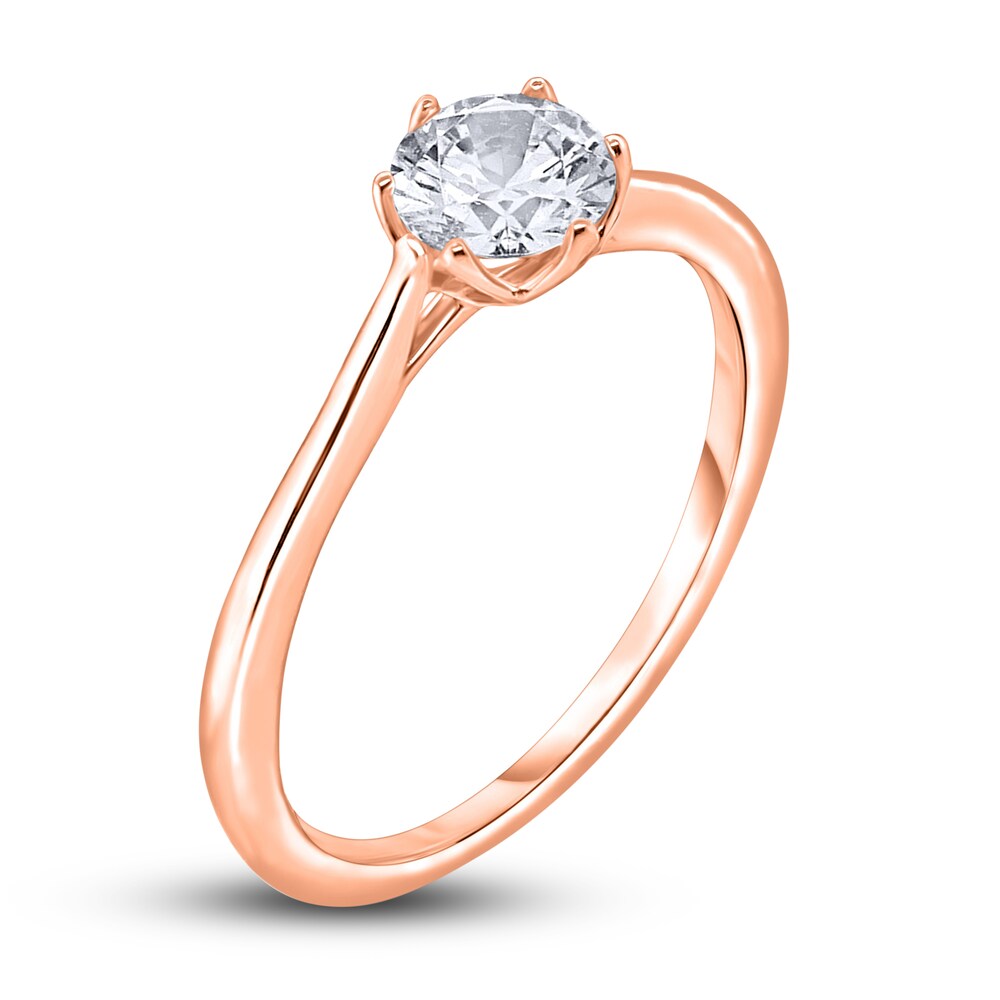 Diamond Cathedral Solitaire Engagement Ring 1/2 ct tw Round 14K Rose Gold (I2/I) 6NrJXXLV