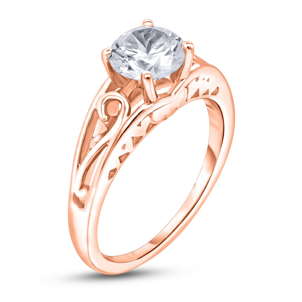 Diamond Solitaire Scroll Engagement Ring 1/4 ct tw Round 14K Rose Gold (I2/I) 6OrAndV1