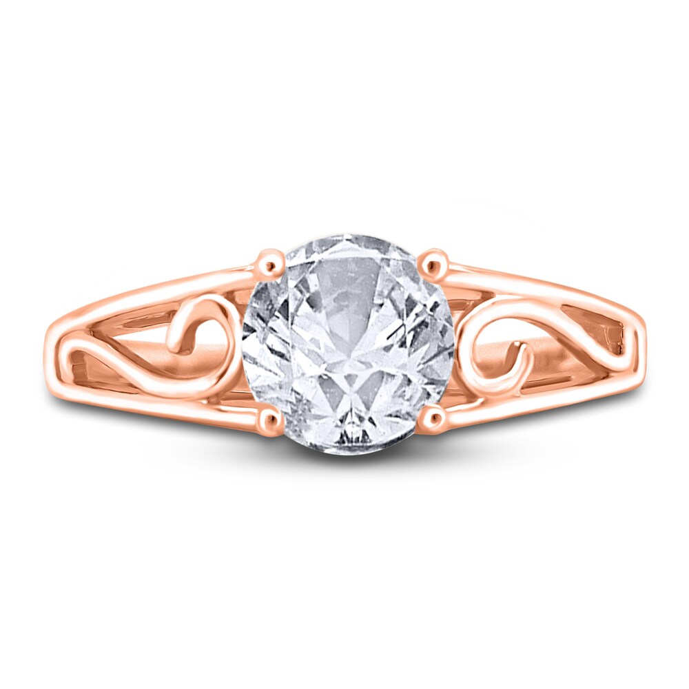 Diamond Solitaire Scroll Engagement Ring 1/4 ct tw Round 14K Rose Gold (I2/I) 6OrAndV1