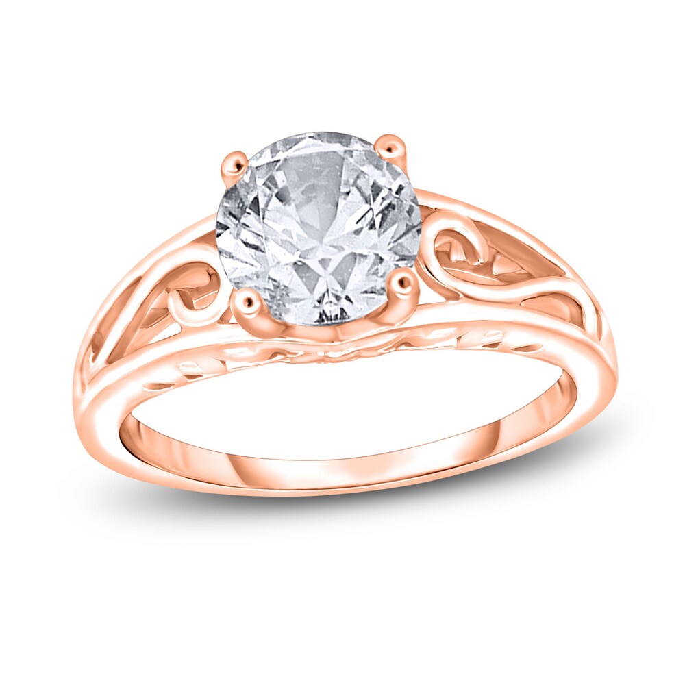 Diamond Solitaire Scroll Engagement Ring 1/2 ct tw Round 14K Rose Gold (I2/I) 6PUQFTGY