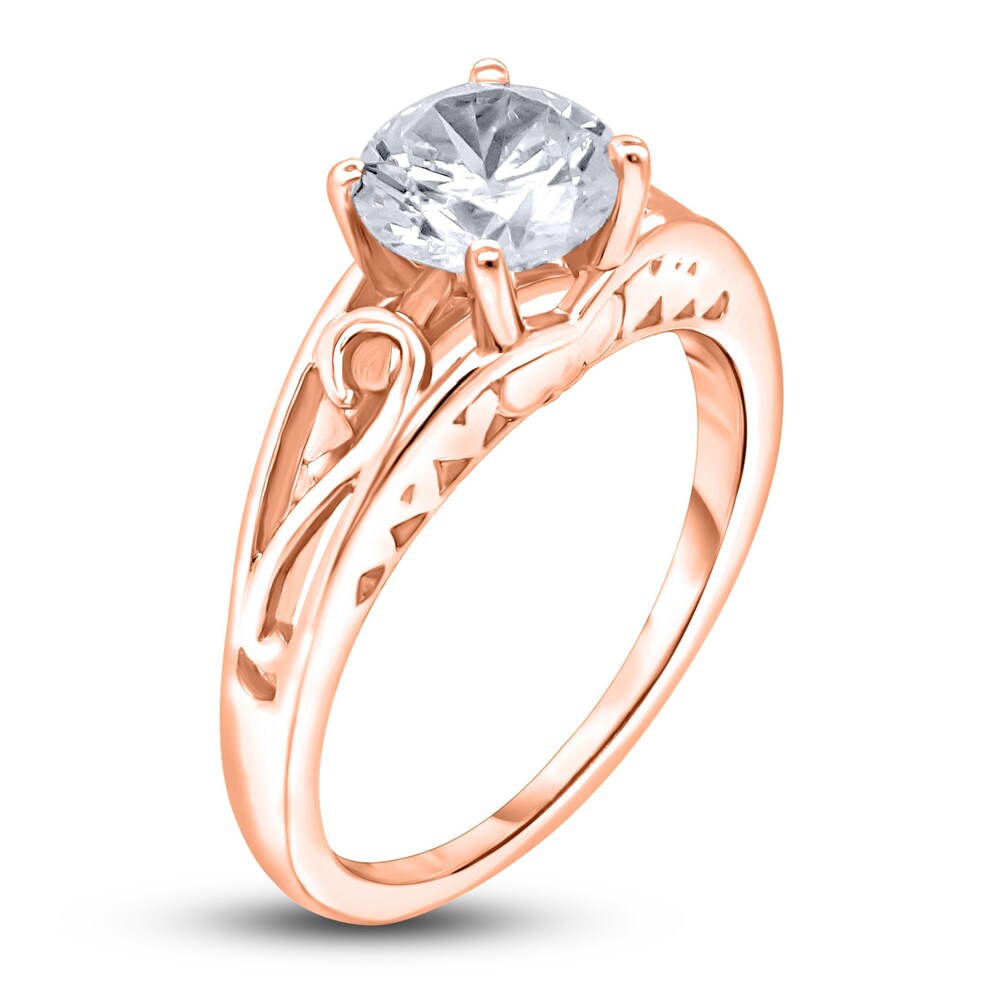 Diamond Solitaire Scroll Engagement Ring 1/2 ct tw Round 14K Rose Gold (I2/I) 6PUQFTGY