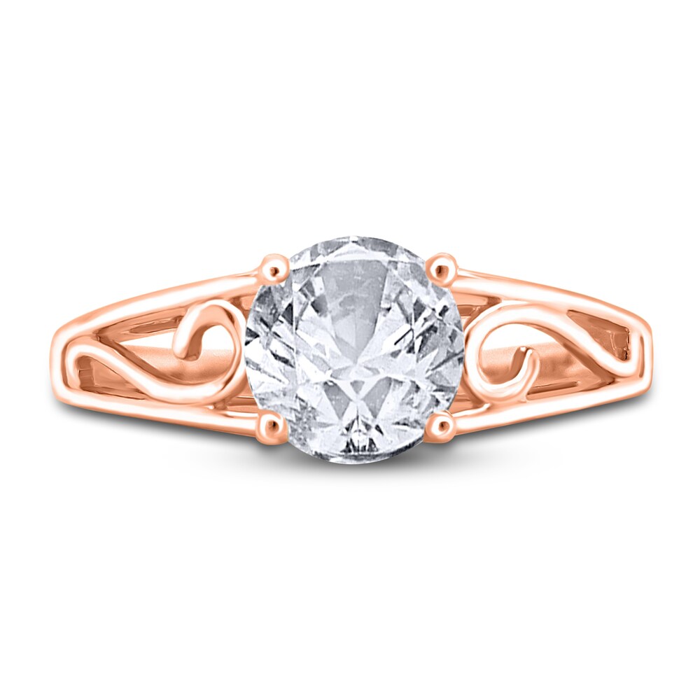 Diamond Solitaire Scroll Engagement Ring 1/2 ct tw Round 14K Rose Gold (I2/I) 6PUQFTGY