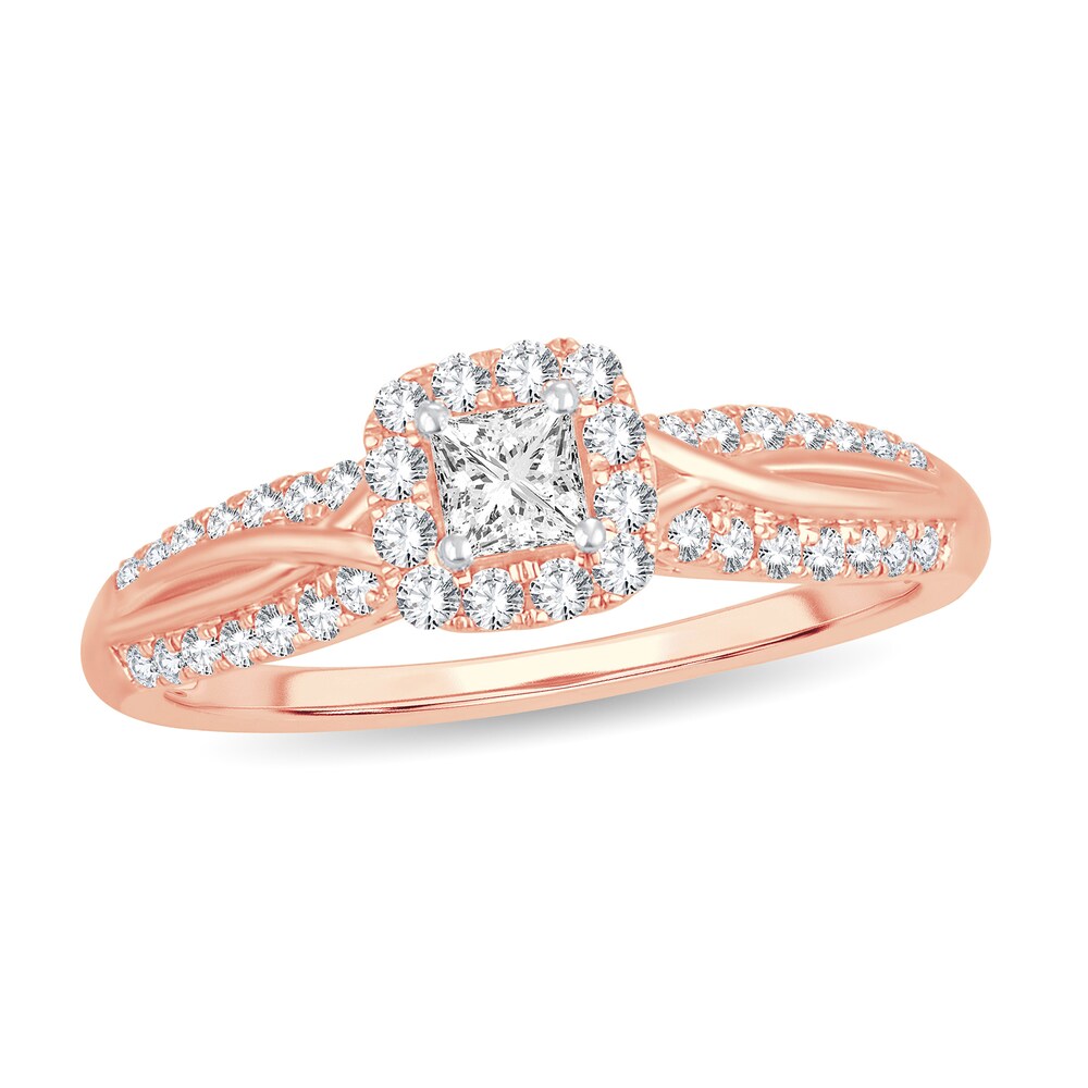 Diamond Ring 1/2 ct tw Princess 14K Rose Gold 6UBlXtxW [6UBlXtxW]