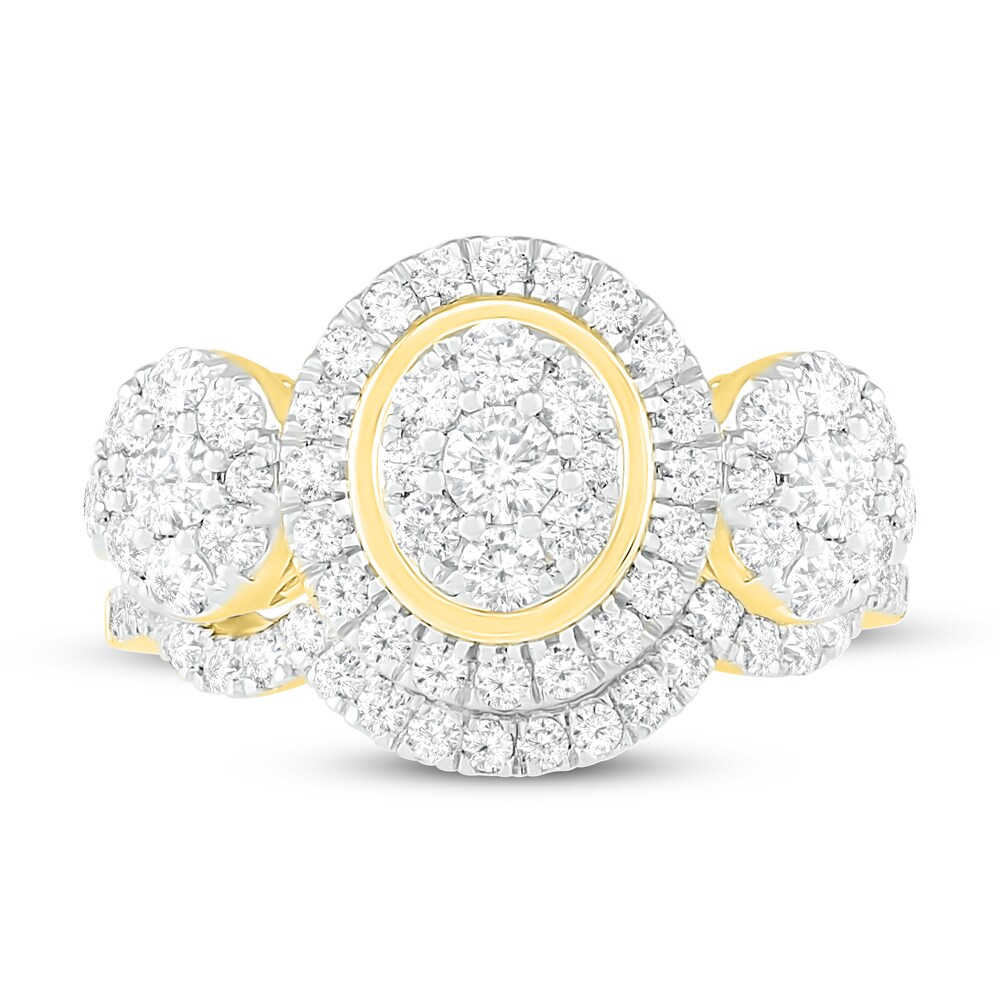 Diamond Bridal Set 1-1/2 ct tw Round 14K Yellow Gold 6Wb44X8q