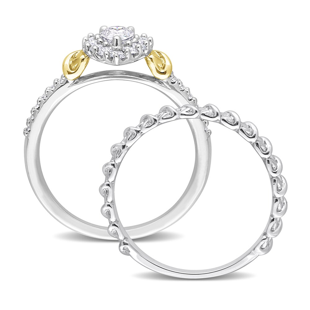 Diamond Bridal Set 3/4 ct tw Pear/Round 14K Two-Tone Gold 6XLh54ig