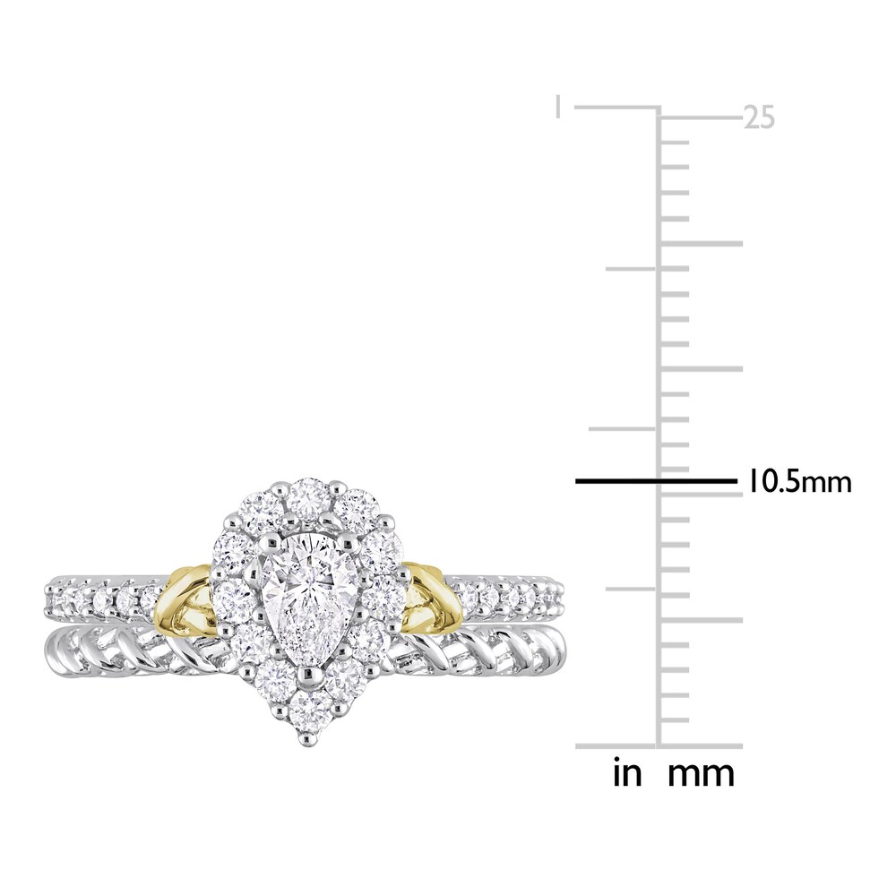 Diamond Bridal Set 3/4 ct tw Pear/Round 14K Two-Tone Gold 6XLh54ig