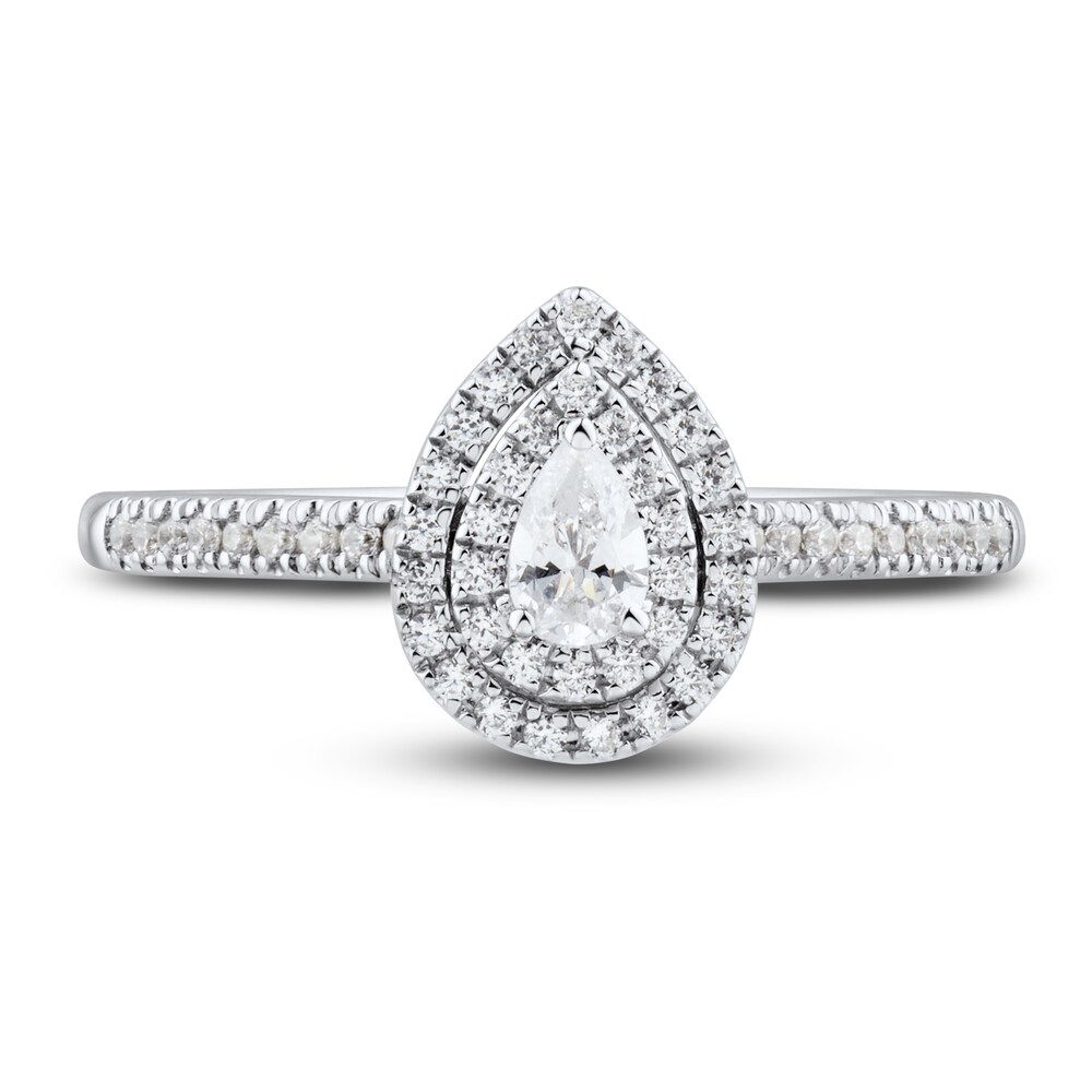 Diamond Engagement Ring 1/3 ct tw Pear/Round 14K White Gold 6a5zPW81 [6a5zPW81]