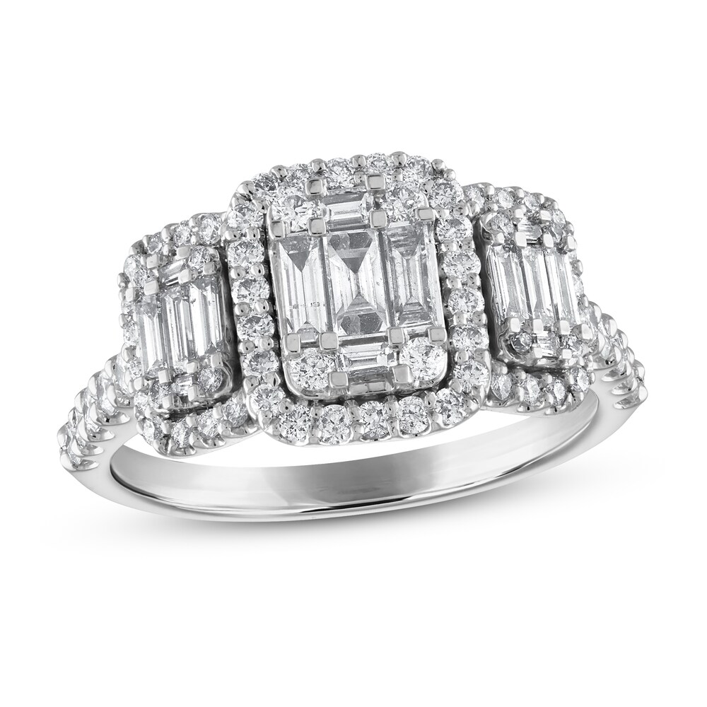 Diamond Engagement Ring 1 ct tw Baguette/Round 14K White Gold 6vFIev0o