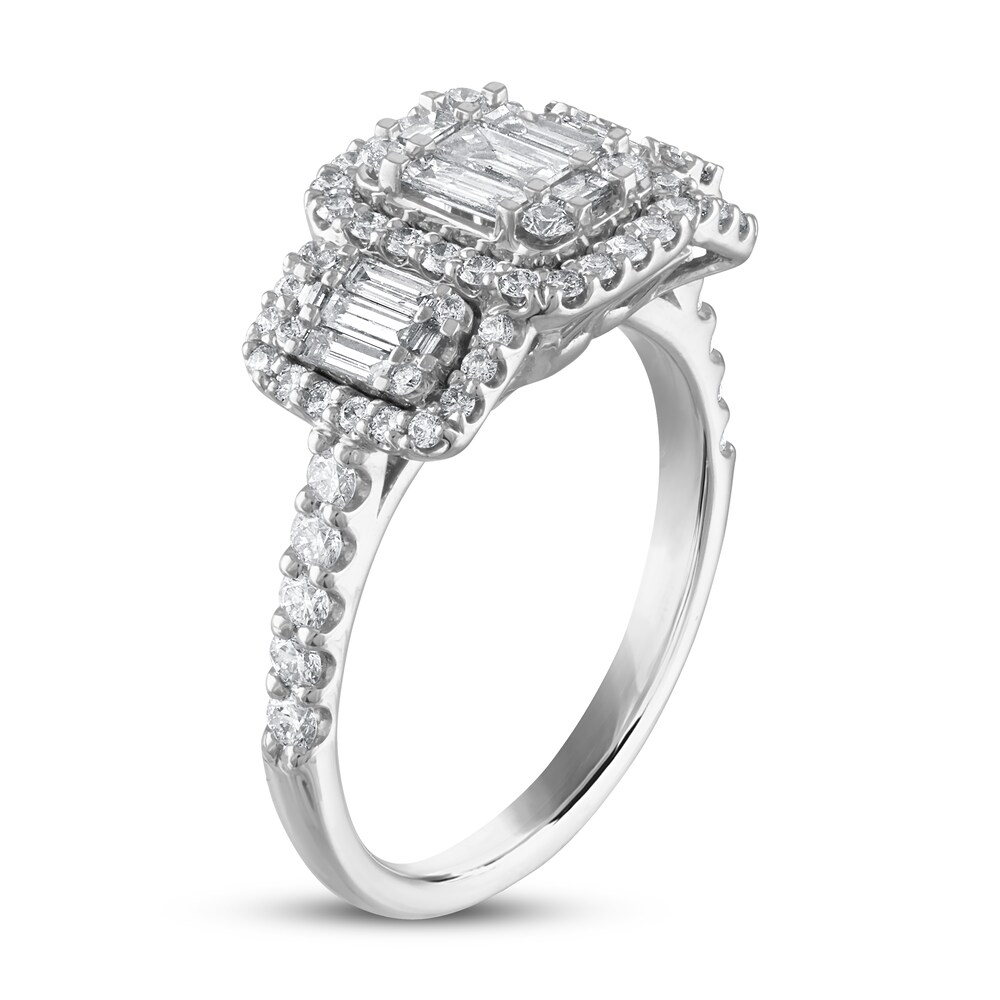 Diamond Engagement Ring 1 ct tw Baguette/Round 14K White Gold 6vFIev0o