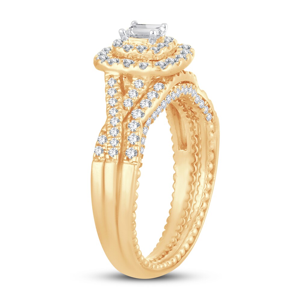 Diamond Bridal Set 1 ct tw Princess/Round-cut 14K Yellow Gold 73QE7nfC