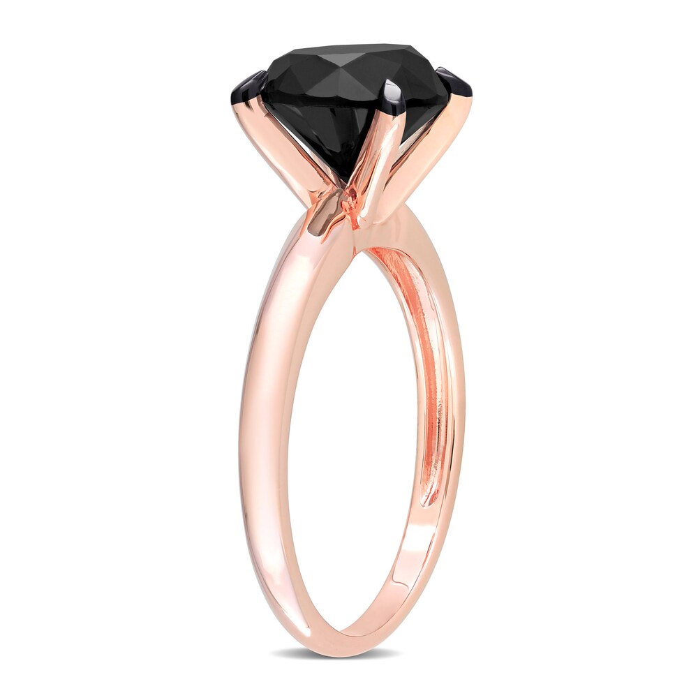 Black Diamond Solitaire Engagement Ring 3 ct tw Round-cut 14K Rose Gold 780UWmt2