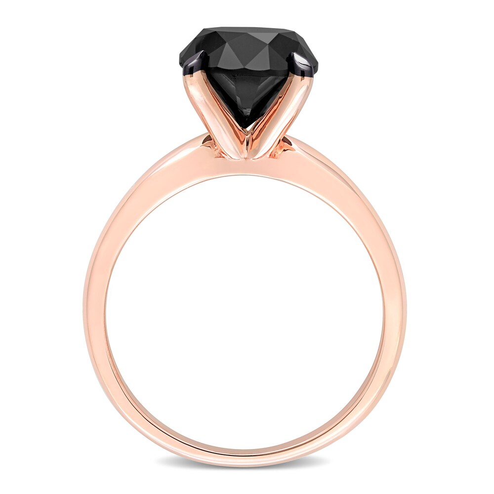 Black Diamond Solitaire Engagement Ring 3 ct tw Round-cut 14K Rose Gold 780UWmt2