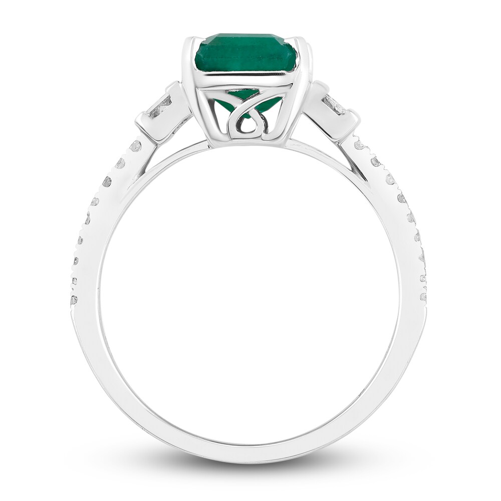 Natural Emerald Engagement Ring 1/5 ct tw Diamonds 14K White Gold 7M4OfYBM