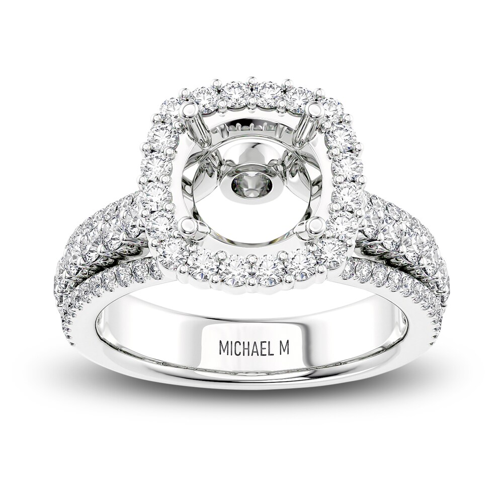 Michael M Diamond Engagement Ring Setting 1 ct tw Round 18K White Gold (Center diamond is sold separately) 7r2CnTsK