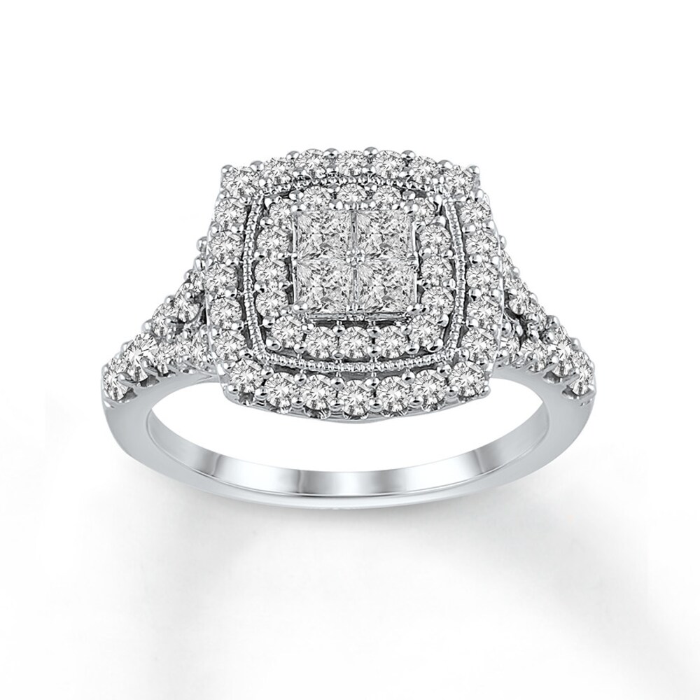 Diamond Engagement Ring 1-1/4 ct tw Princess-cut 14K White Gold 7xLaabM7 [7xLaabM7]