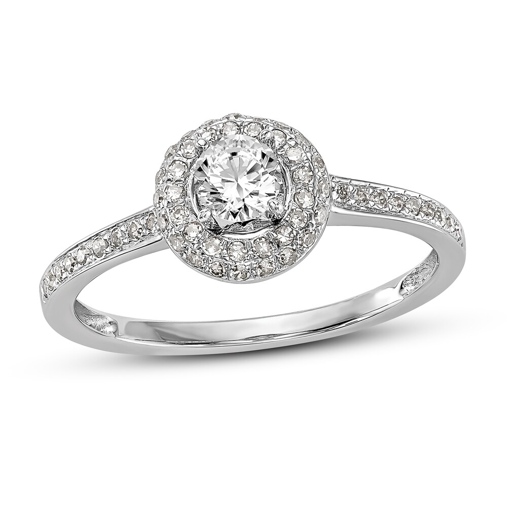 Diamond Engagement Ring 3/8 ct tw Round 14K White Gold 80Emeapl