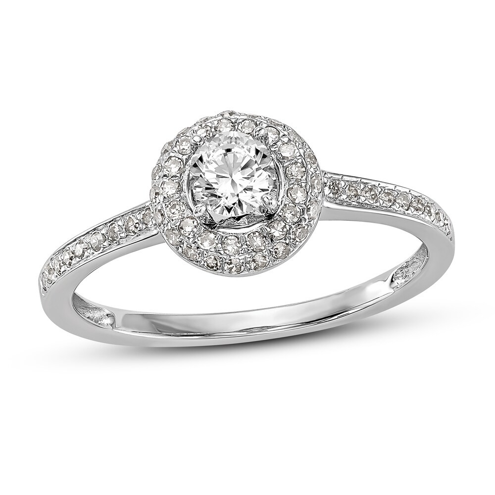 Diamond Engagement Ring 3/8 ct tw Round 14K White Gold 80Emeapl [80Emeapl]