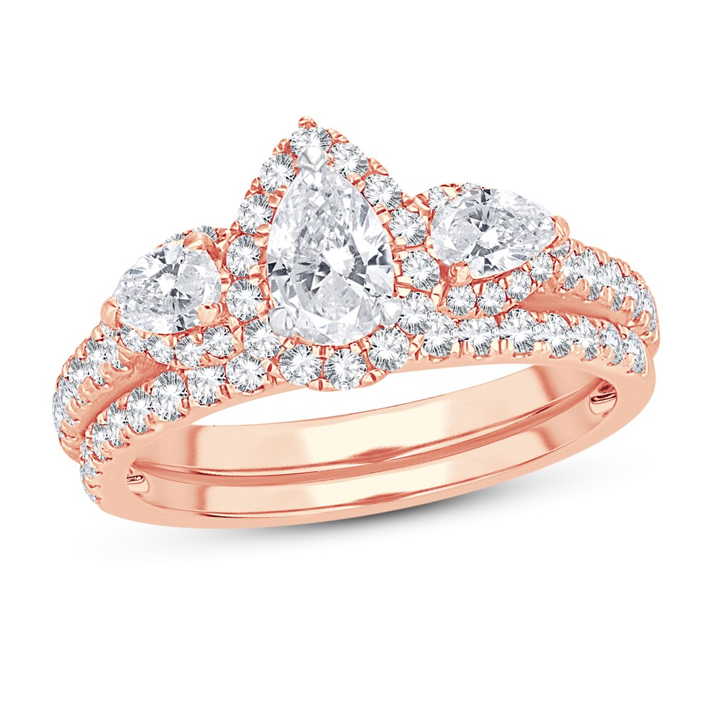 Diamond Bridal Set 2 ct tw Pear-shaped/Round-cut 14K Rose Gold 81Pdc73f [81Pdc73f]