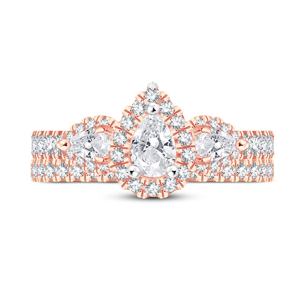 Diamond Bridal Set 2 ct tw Pear-shaped/Round-cut 14K Rose Gold 81Pdc73f