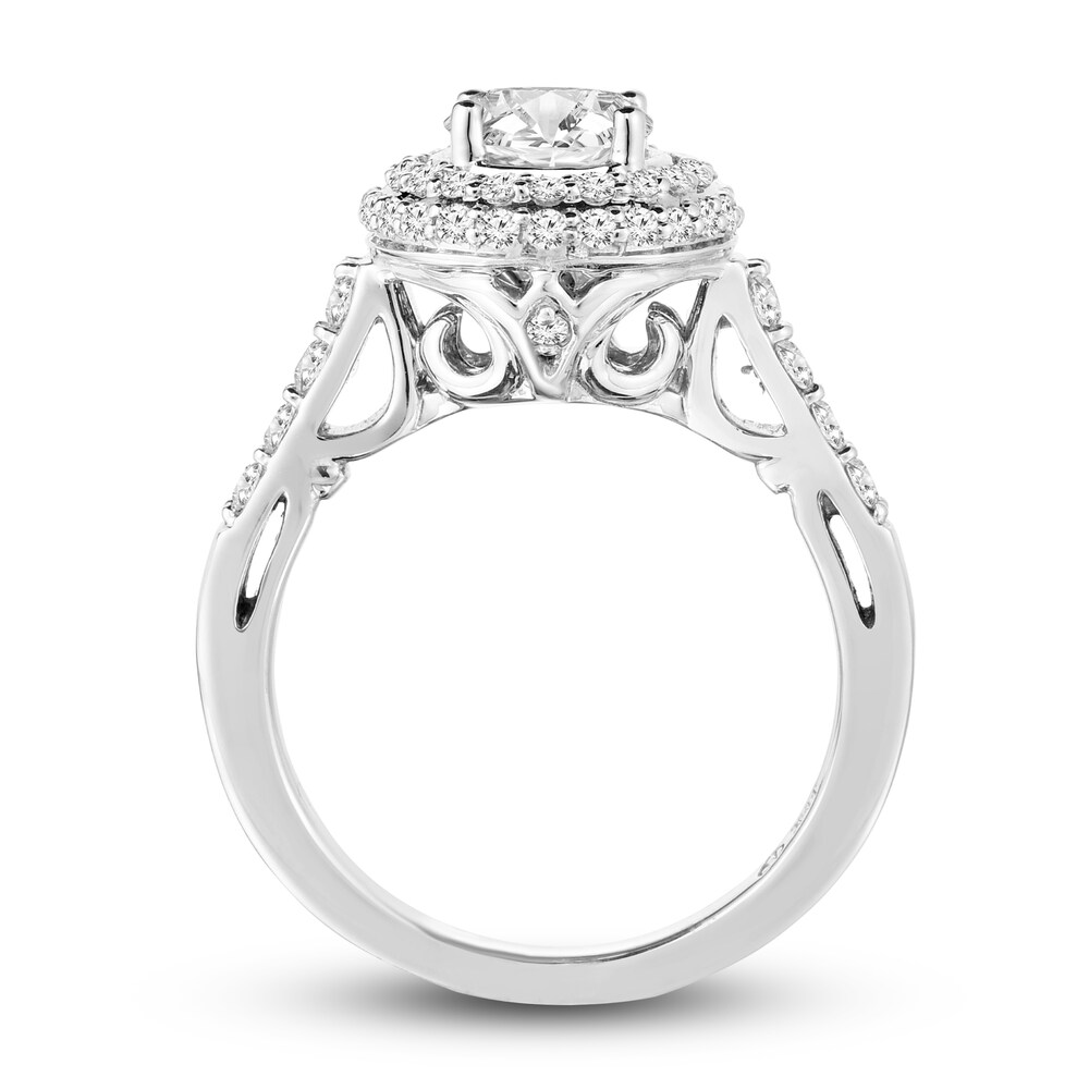 Diamond Halo Engagement Ring 1-1/2 ct tw Round 14K White Gold 85QTIVHZ